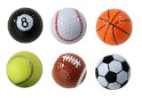 Assorted Designed Golf Balls (Soccer, Basketball, Football, Tennis, Baseball, 8-Ball) - 6 balls in a box