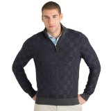 Fairway & Greene Men's Wool/Cashmere Long Sleeve Quarter Zip Basketweave Medium Navy