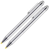 Autopoint® Touch-screen Combo III with Resistive Stylus, 2-Pack, Silver, Capacitive Stylus on top, Resistive Stylus at tip (27821SL)