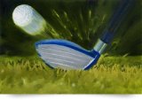 Closeup of Fairway Wood Hitting Golf Ball Print (Giclee Art Print), Warren Keating