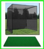 Golf Mat, Golf Net Cage, 10'x10'x10 Golf Net Golf Cage and 3'x4' Residential Golf Mat. Our Dura-Pro 10'(d) x 10'(h) x10'(w) Golf Cage Golf Net Comes With High Velocity Strong Impact Golf Netting and a High Impact Double Back Stop and Target Plus a 3' X 4' Residential Golf Mat Free Ball Tray/Balls/Tees/60 Min. Full Swing Training DVD/Impact Decals & Correction Guide With Every Order! Please Note This is a Commercial Grade Golf Cage With a Residential Golf Hitting Mat.